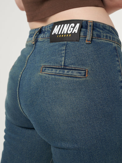 Jade Overdye Front Pocket Flare Jeans - Minga London