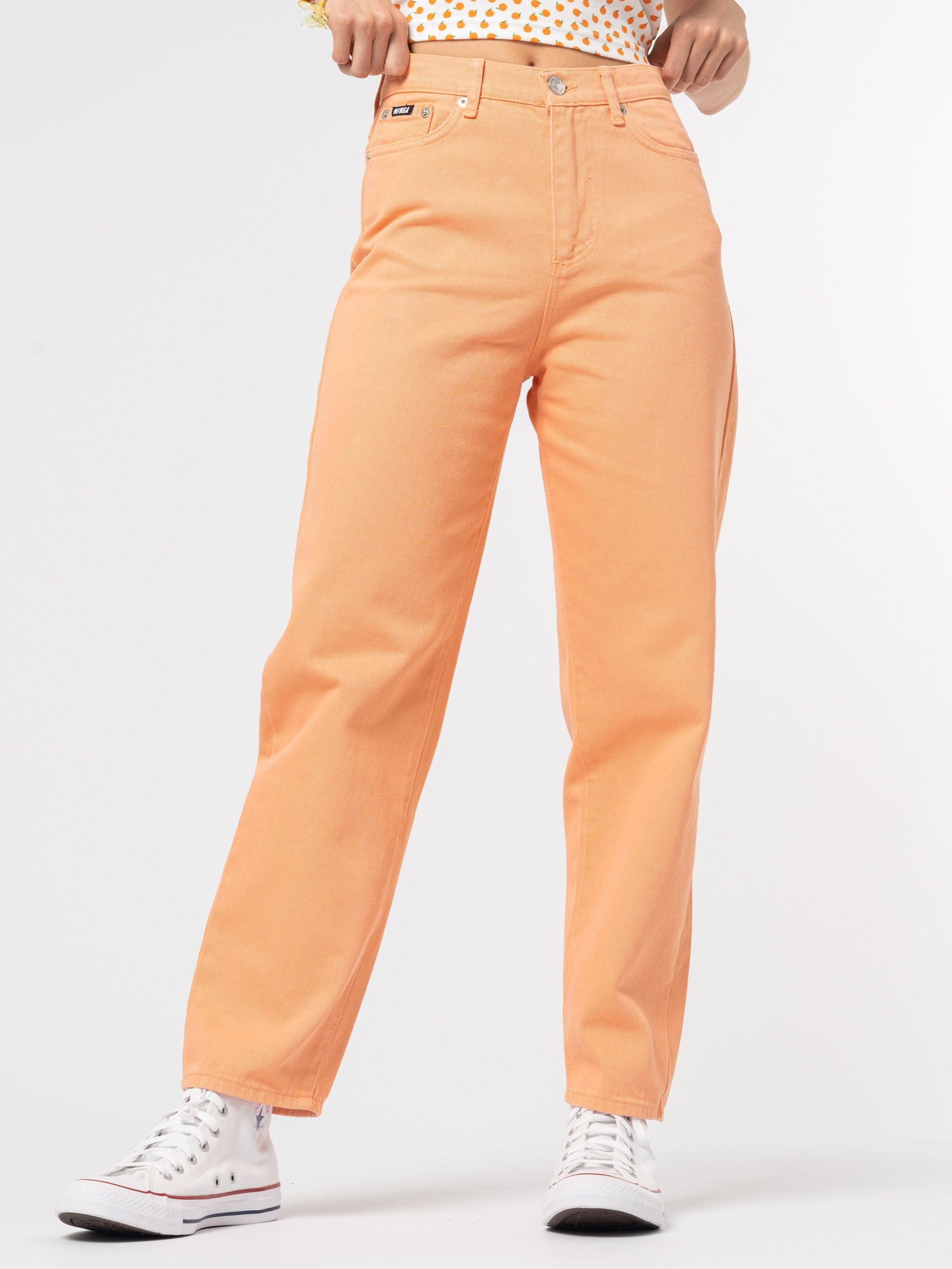 Juicy Orange Denim Mom Jeans - Minga London