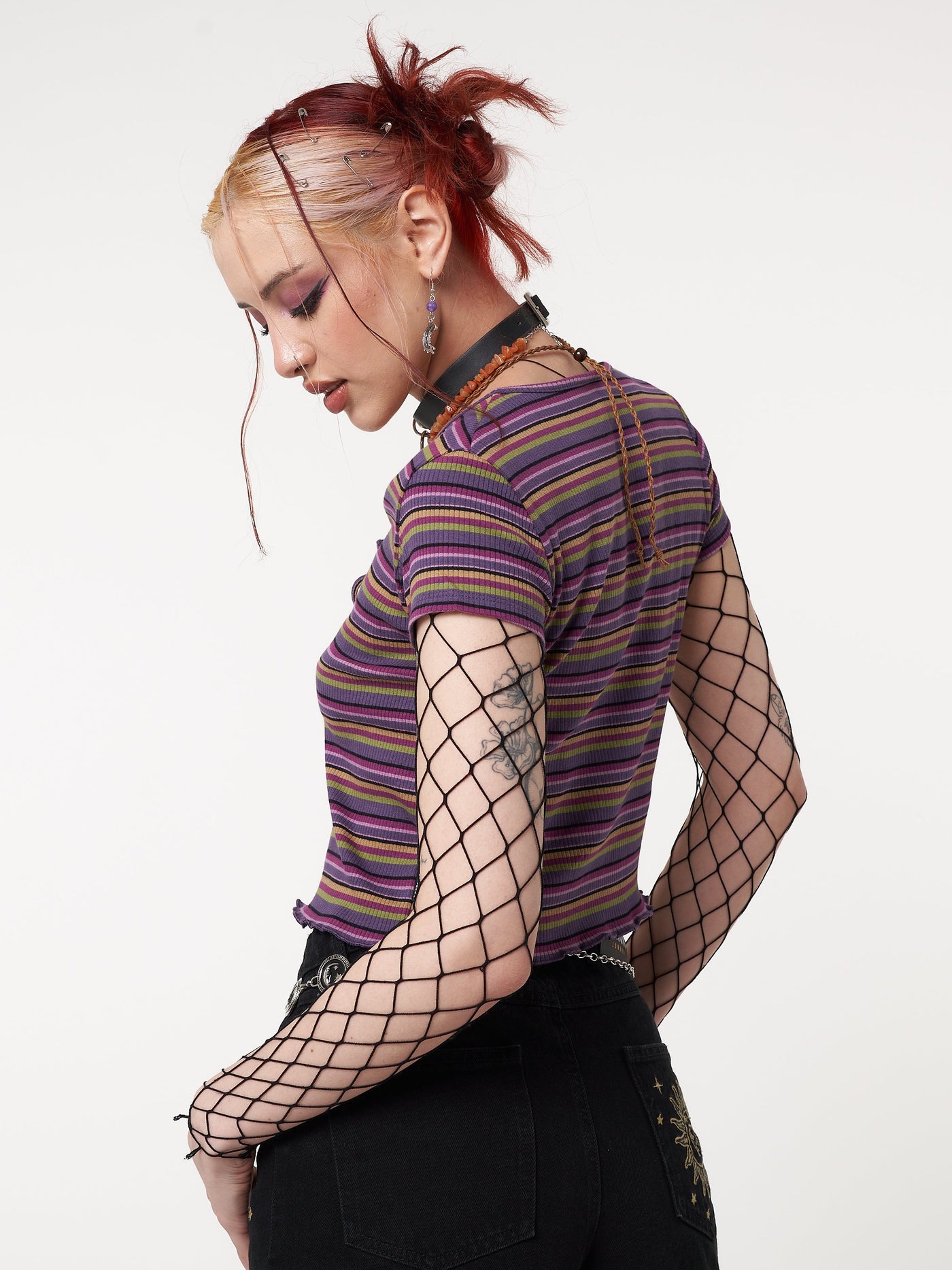 Lily Striped Tie Front Crop Top - Minga London