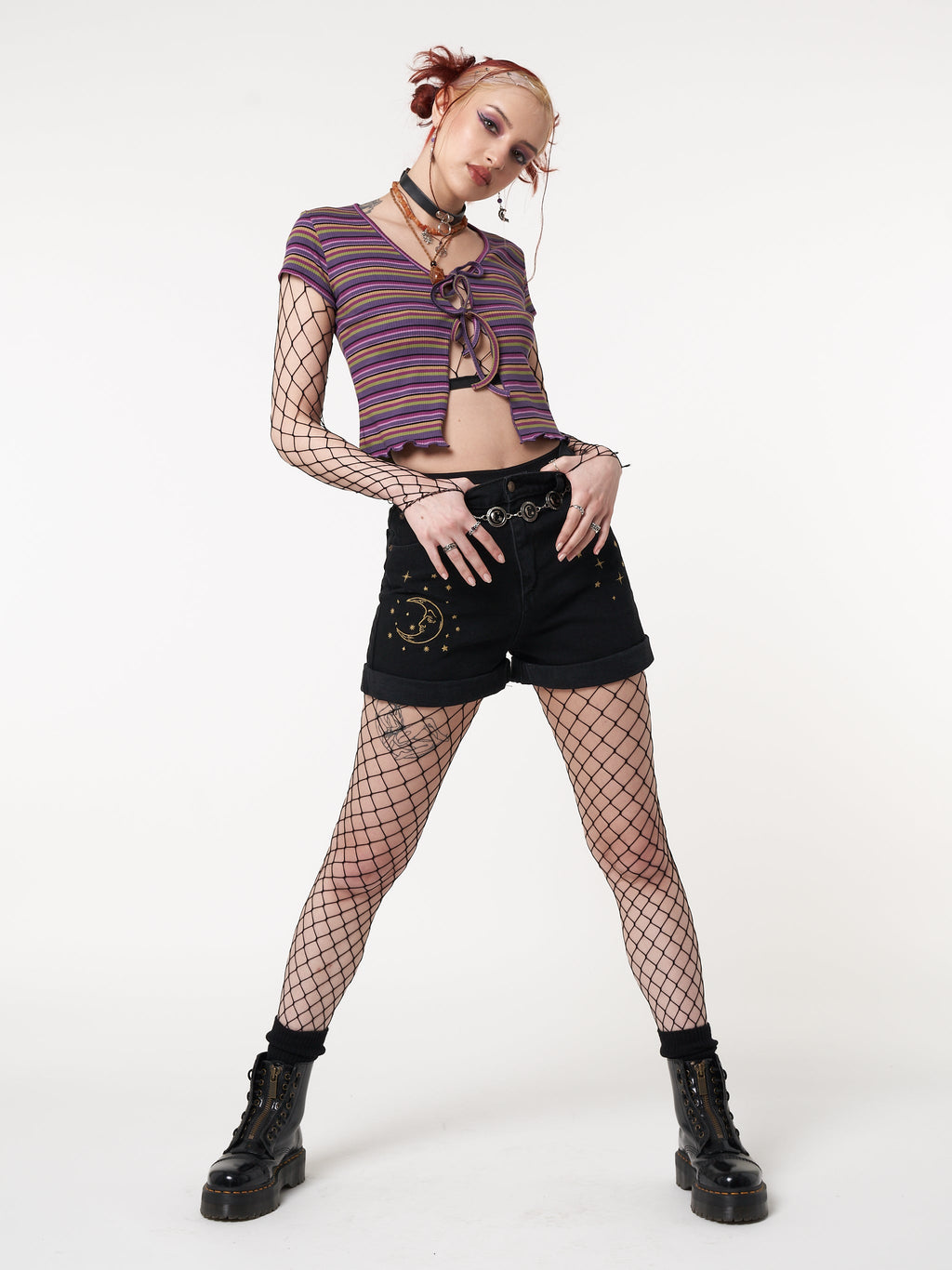 Lily Striped Tie Front Crop Top - Minga London