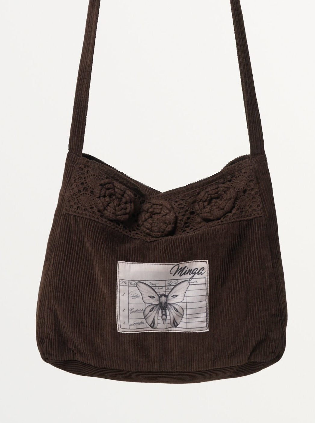 Melody Crochet Corduroy Crossbody Bag - Minga London