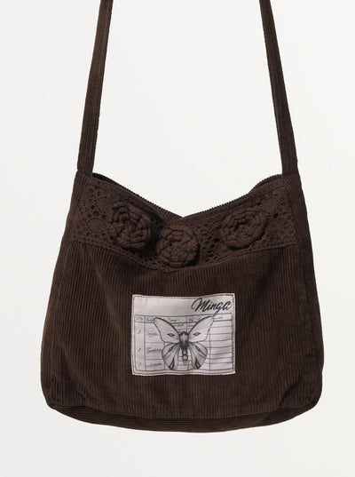 Melody Crochet Corduroy Crossbody Bag - Minga London