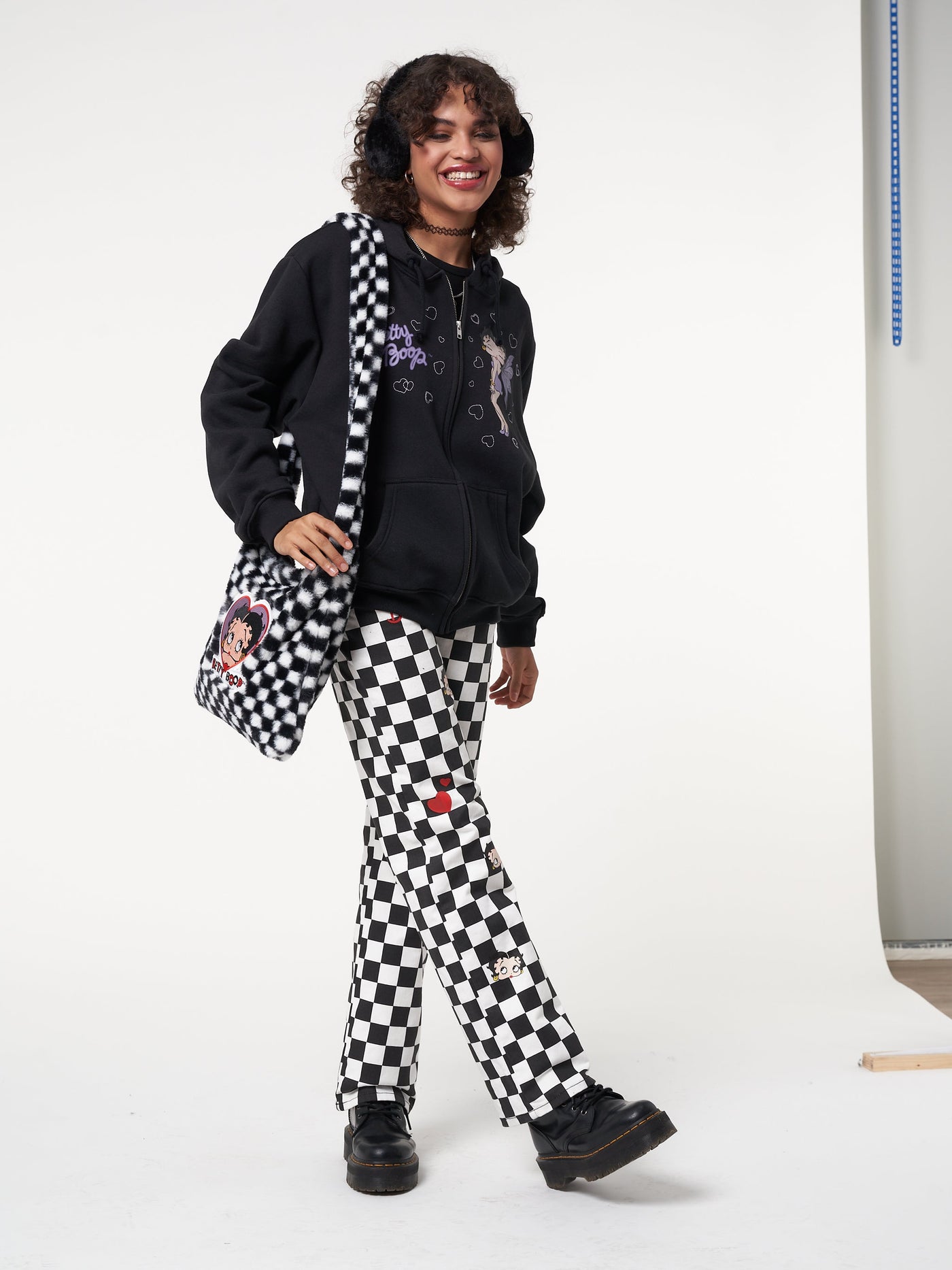 Minga x Betty Boop Check Fluffy Bag - Minga London