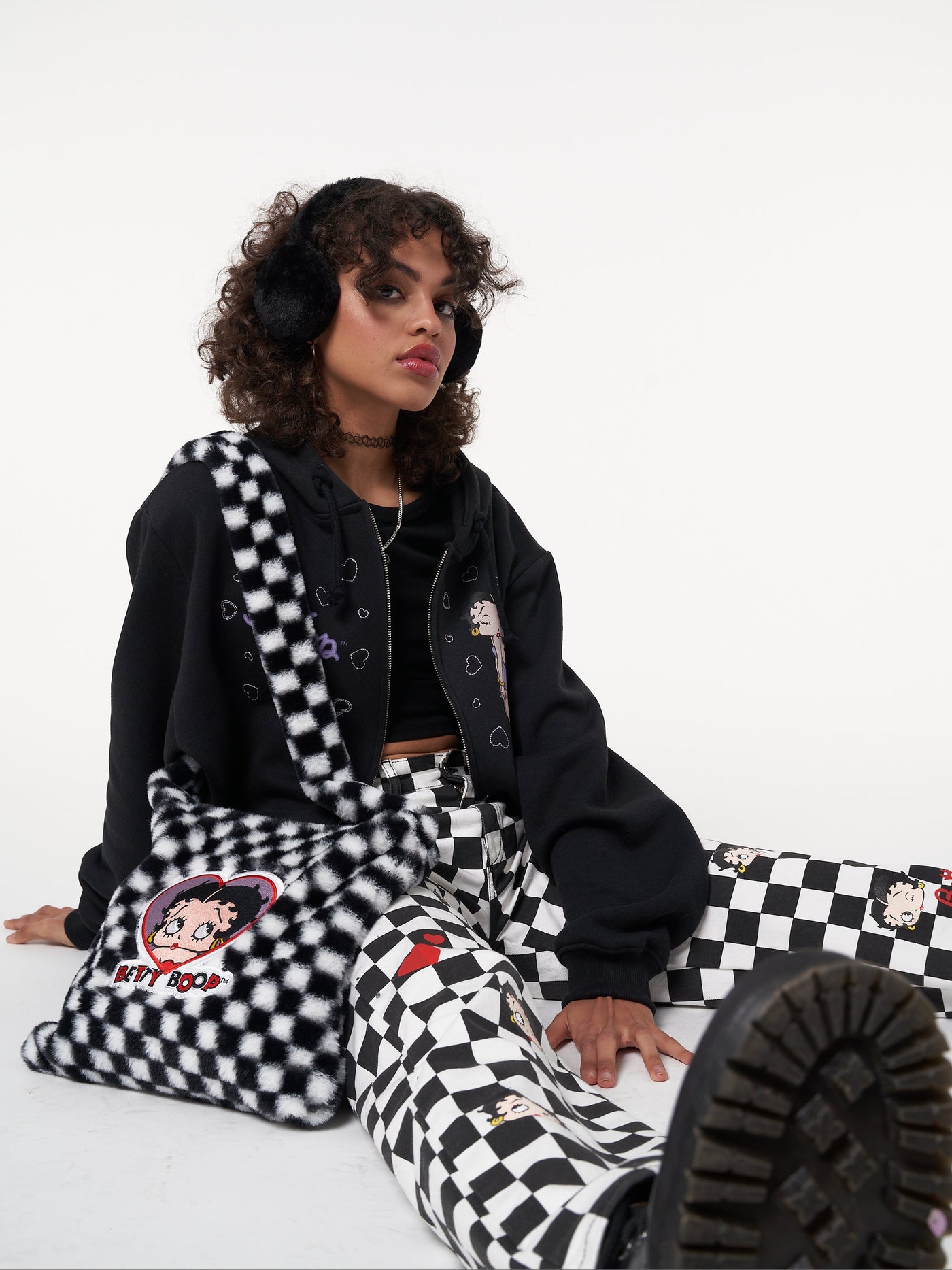 Minga x Betty Boop Check Fluffy Bag - Minga London