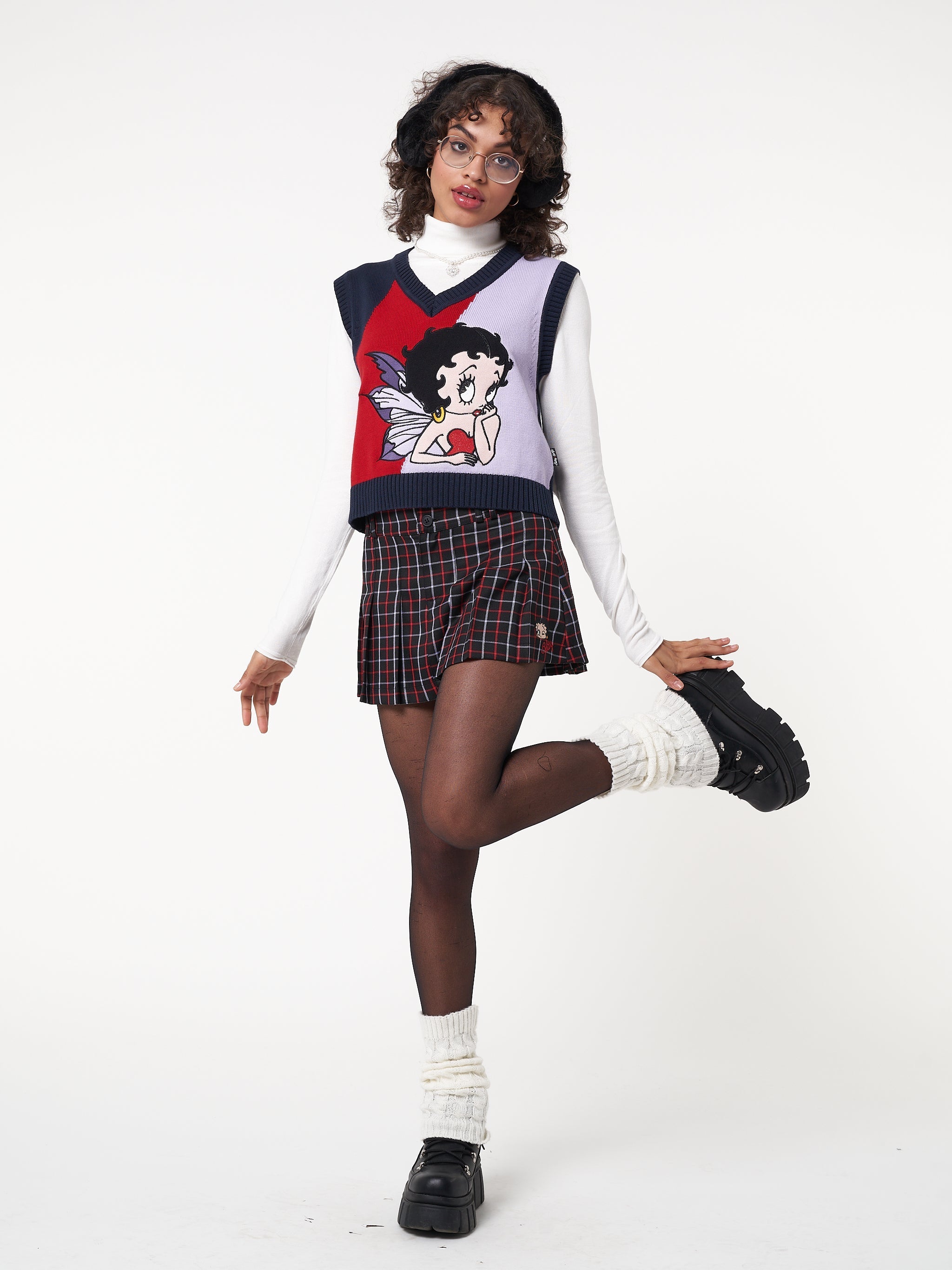 Minga x Betty Boop Plaid Mini Skirt - Minga London