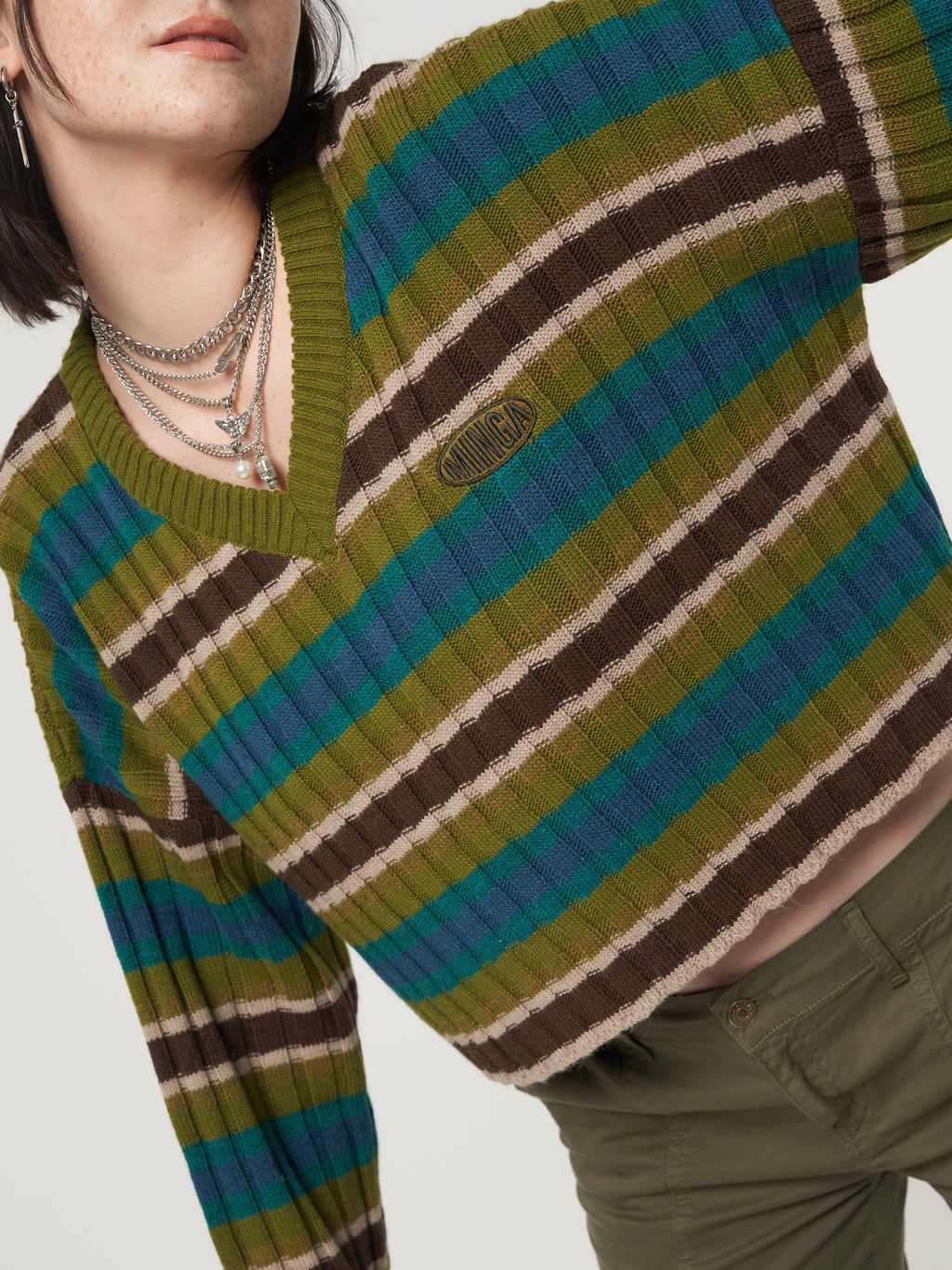 Moss Striped Knit Jumper - Minga London