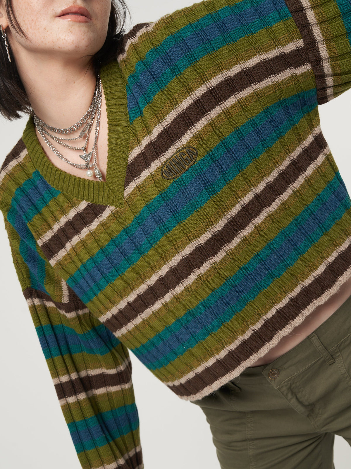 Moss Striped Knit Jumper - Minga London