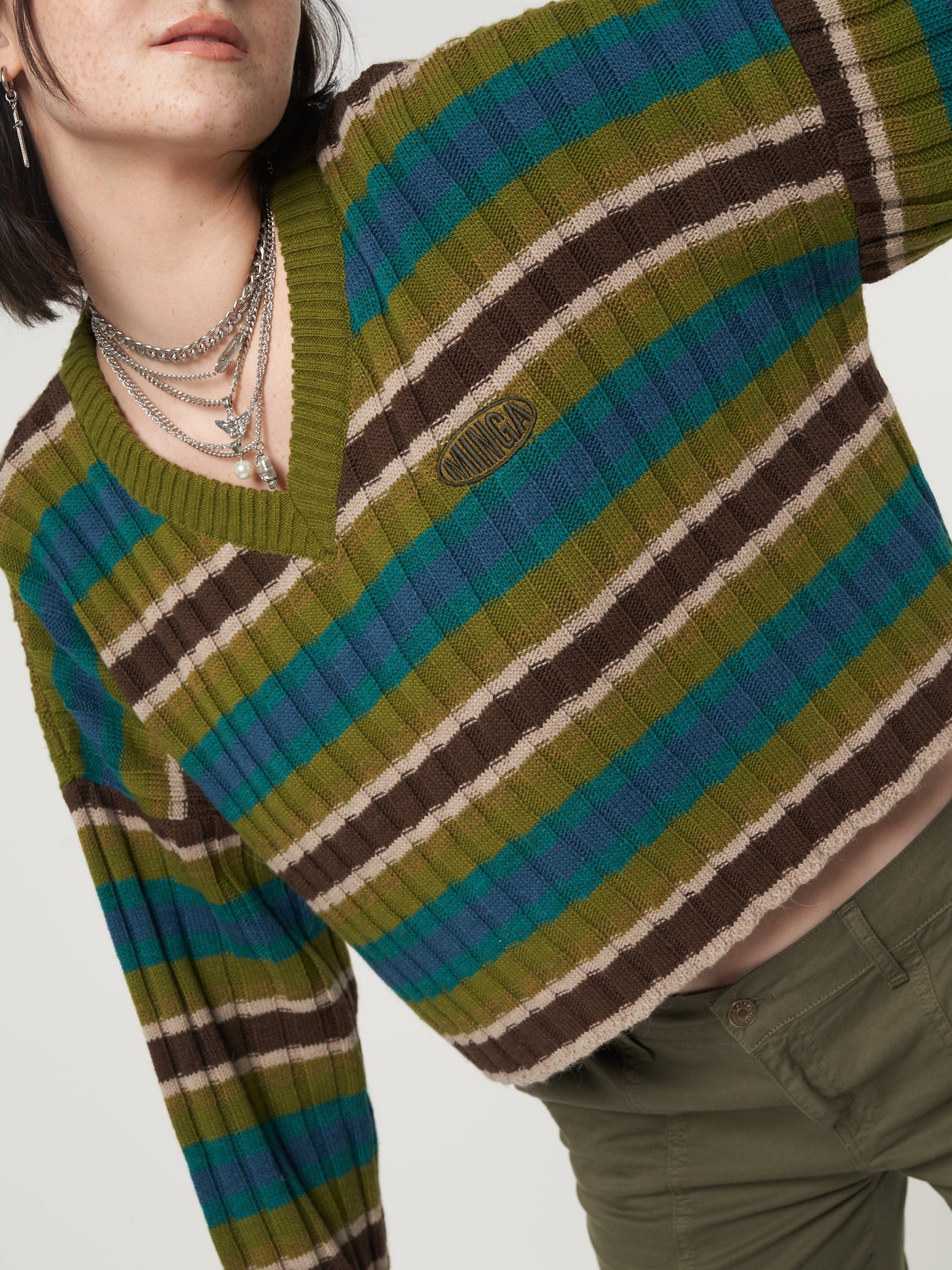 Moss Striped Knit Jumper - Minga London