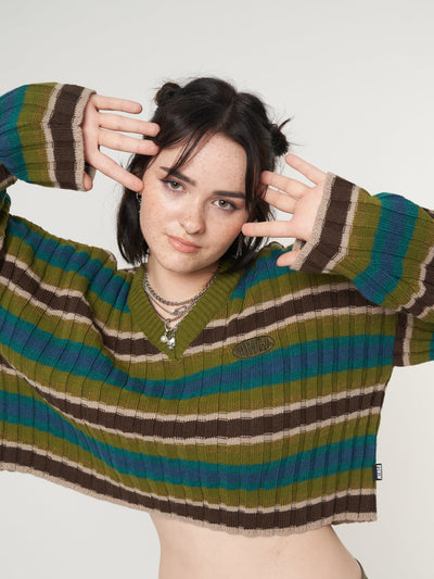Moss Striped Knit Jumper - Minga London