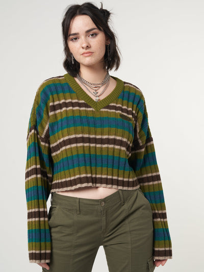 Moss Striped Knit Jumper - Minga London