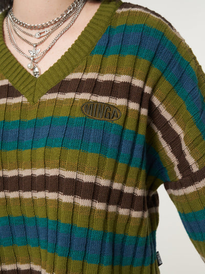 Moss Striped Knit Jumper - Minga London