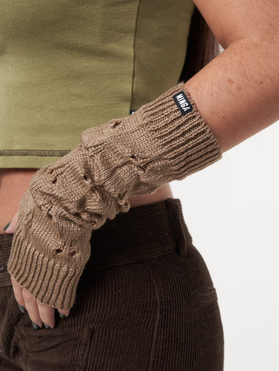 Pale Brown Distressed Arm Warmers - Minga London