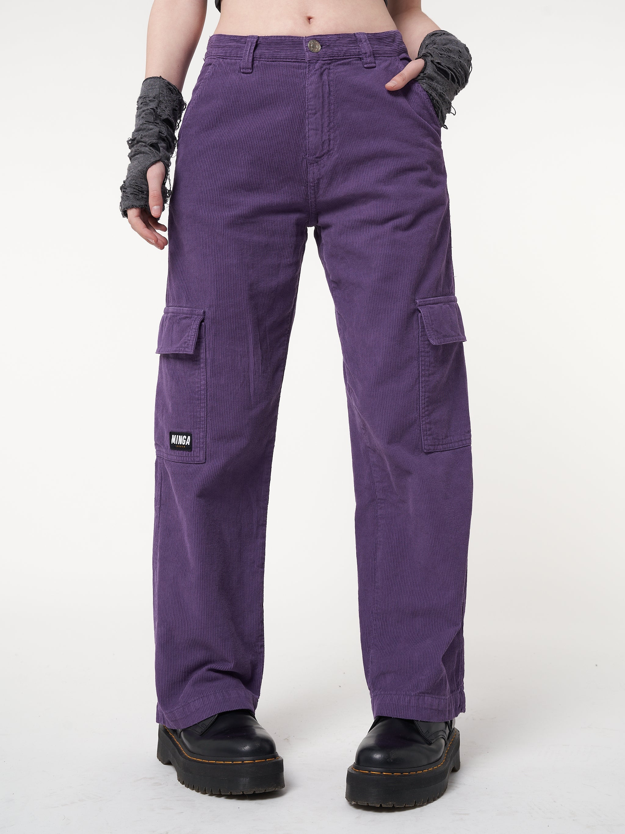 Purple Haze Corduroy Cargo Pants - Minga London