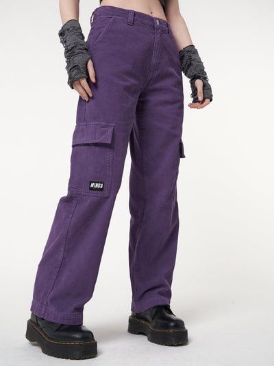 Purple Haze Corduroy Cargo Pants - Minga London