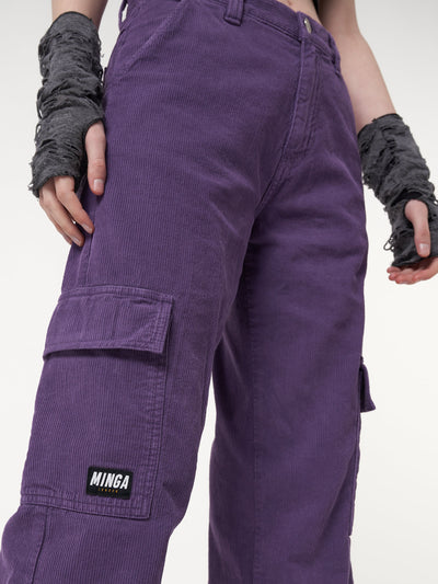 Purple Haze Corduroy Cargo Pants - Minga London