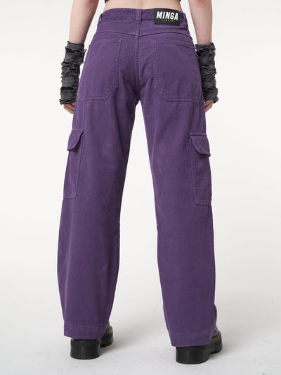 Purple Haze Corduroy Cargo Pants - Minga London