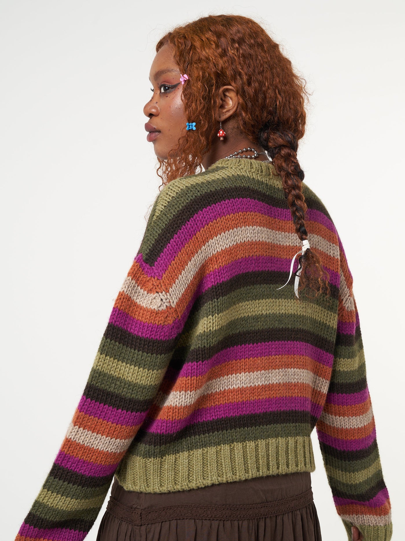 Retro Flower Striped Knit Jumper - Minga London