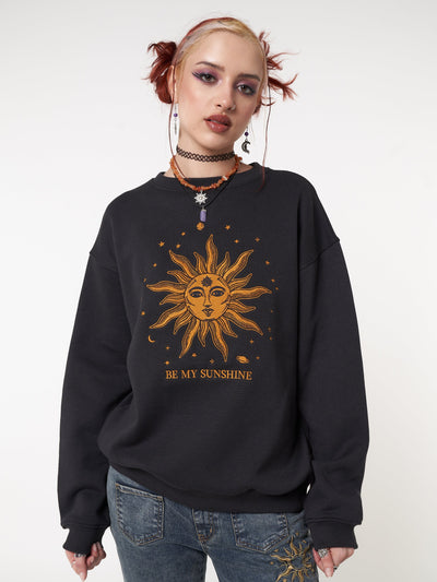 Solaris Black Embroidered Sweatshirt - Minga London