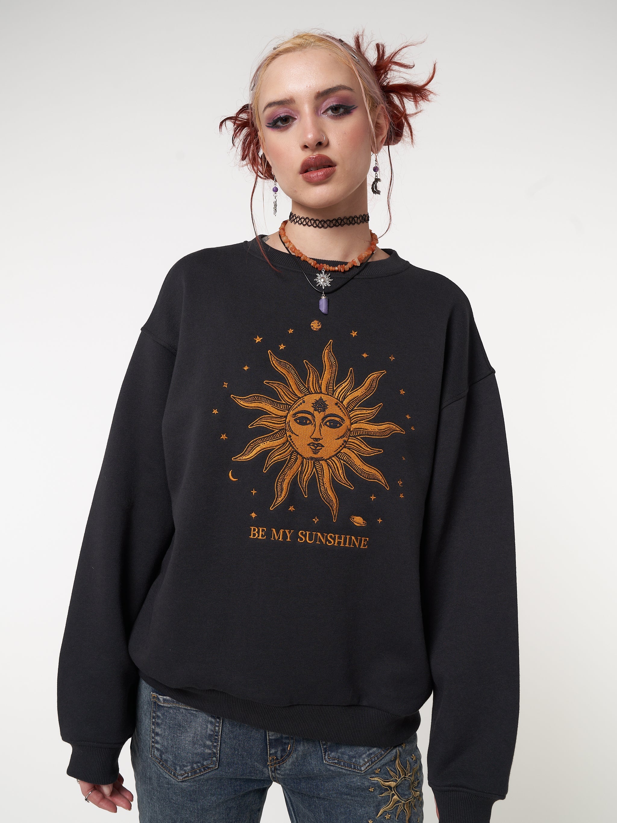 Solaris Black Embroidered Sweatshirt - Minga London