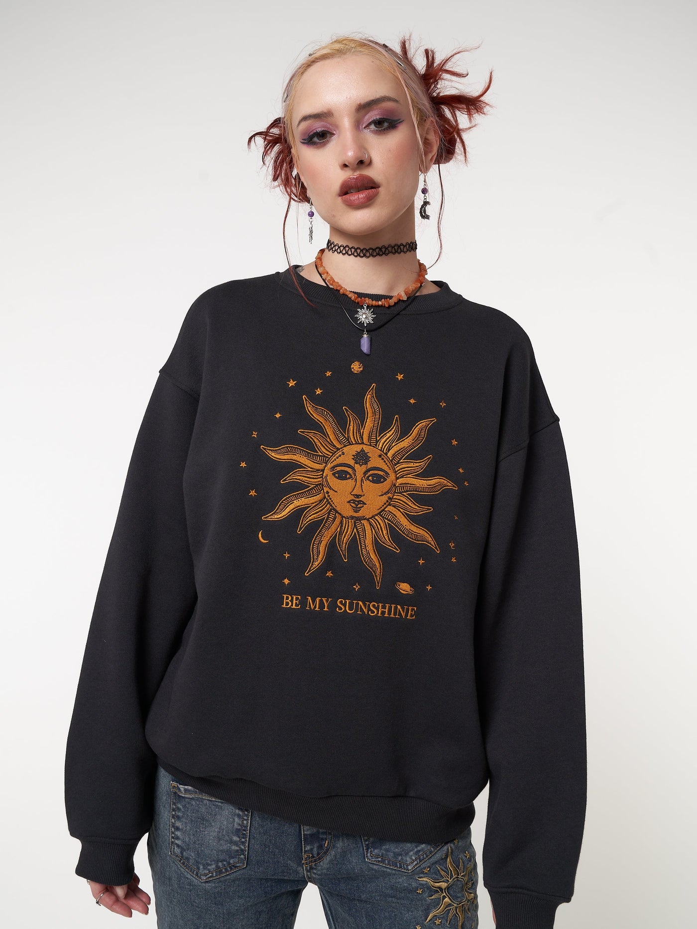 Solaris Black Embroidered Sweatshirt - Minga London
