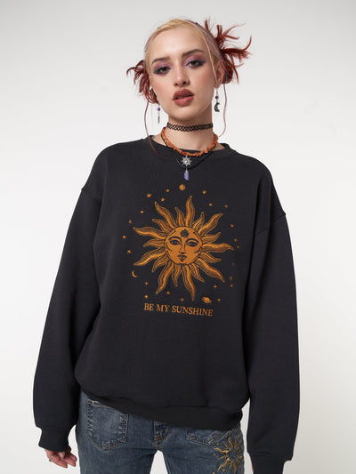 Solaris Black Embroidered Sweatshirt - Minga London