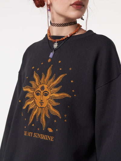 Solaris Black Embroidered Sweatshirt - Minga London
