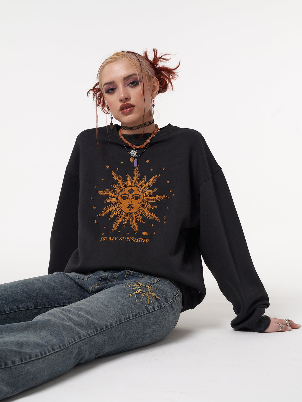 Solaris Black Embroidered Sweatshirt - Minga London