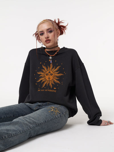 Solaris Black Embroidered Sweatshirt - Minga London
