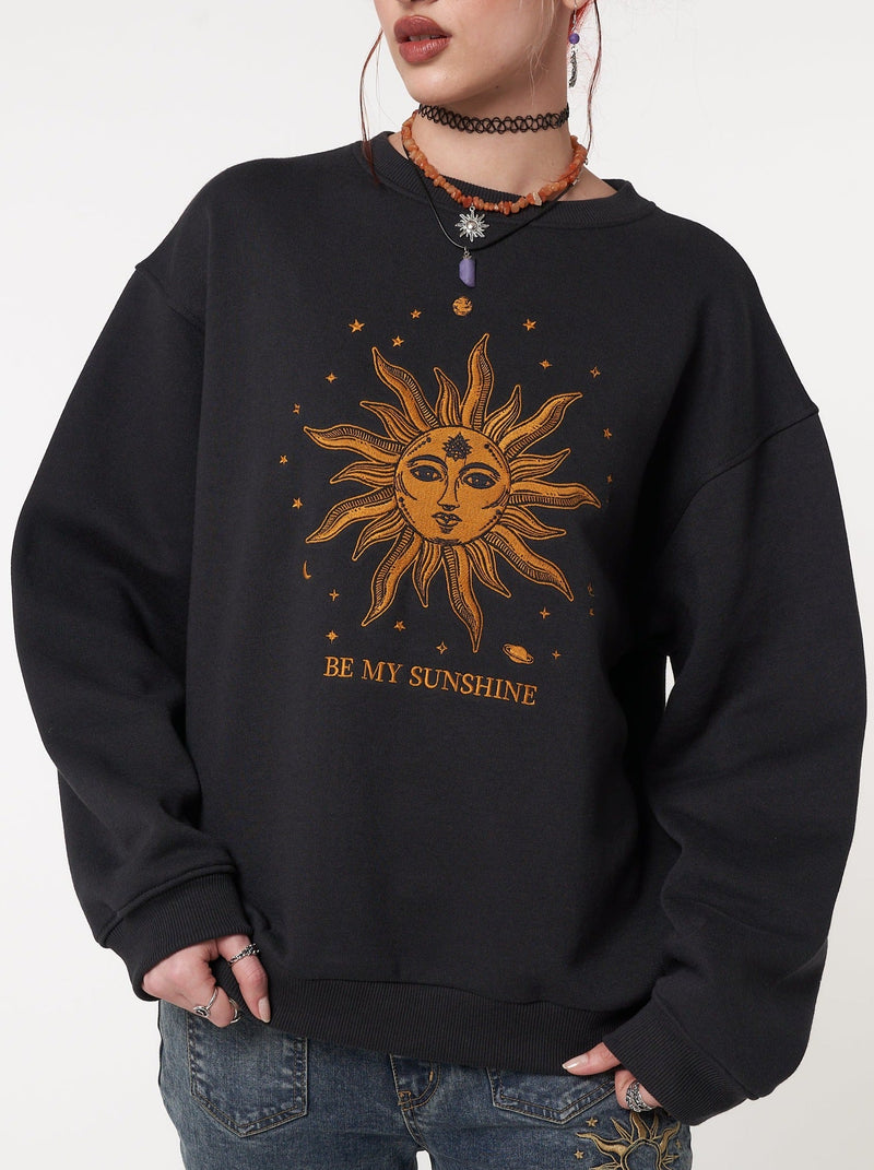 Solaris Black Embroidered Sweatshirt - Minga London