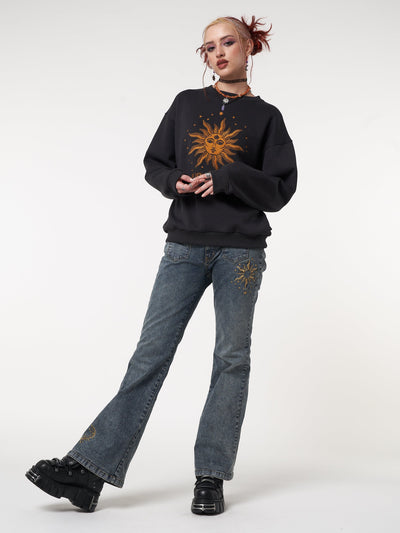 Solaris Black Embroidered Sweatshirt - Minga London