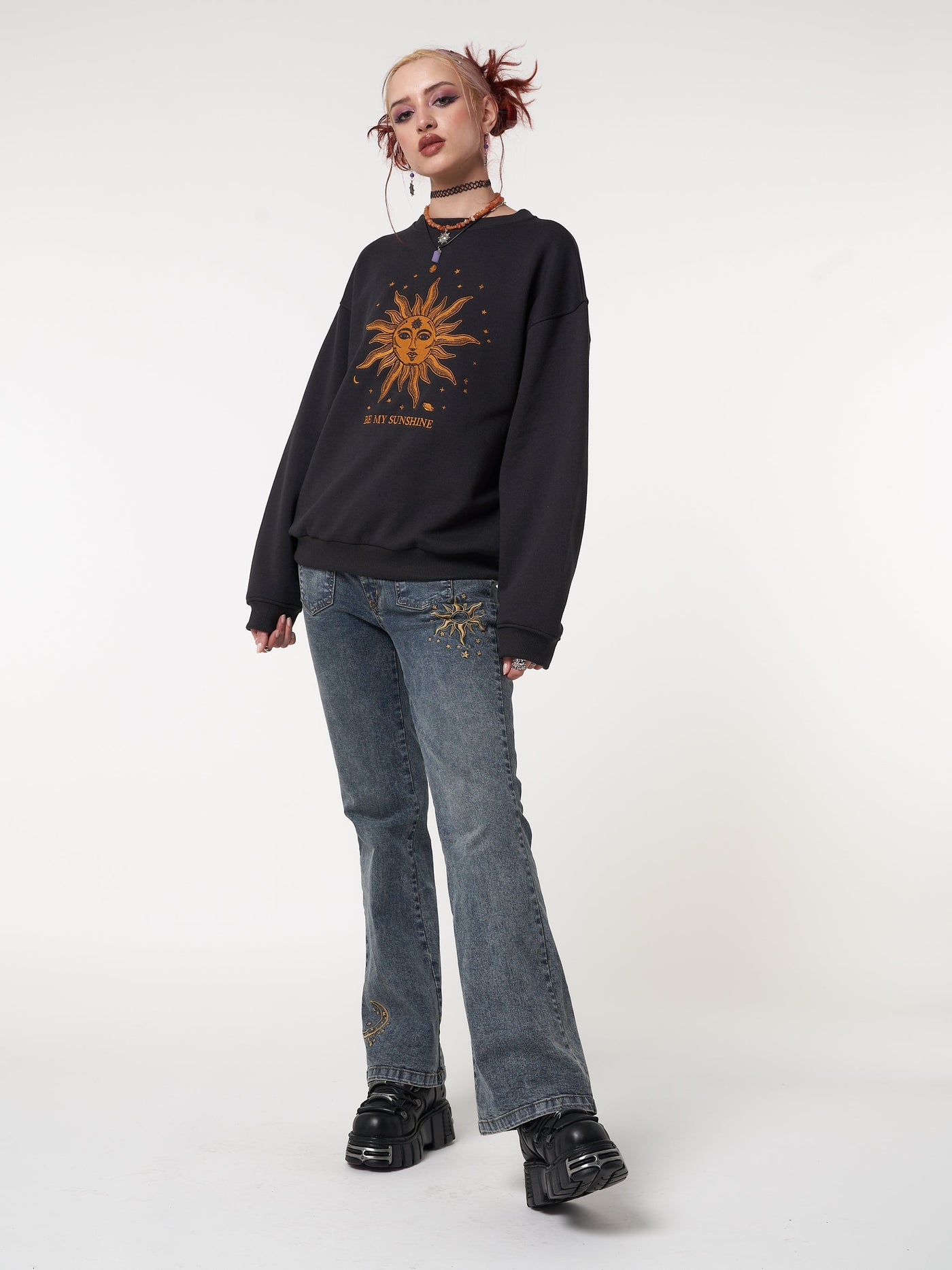 Solaris Black Embroidered Sweatshirt - Minga London