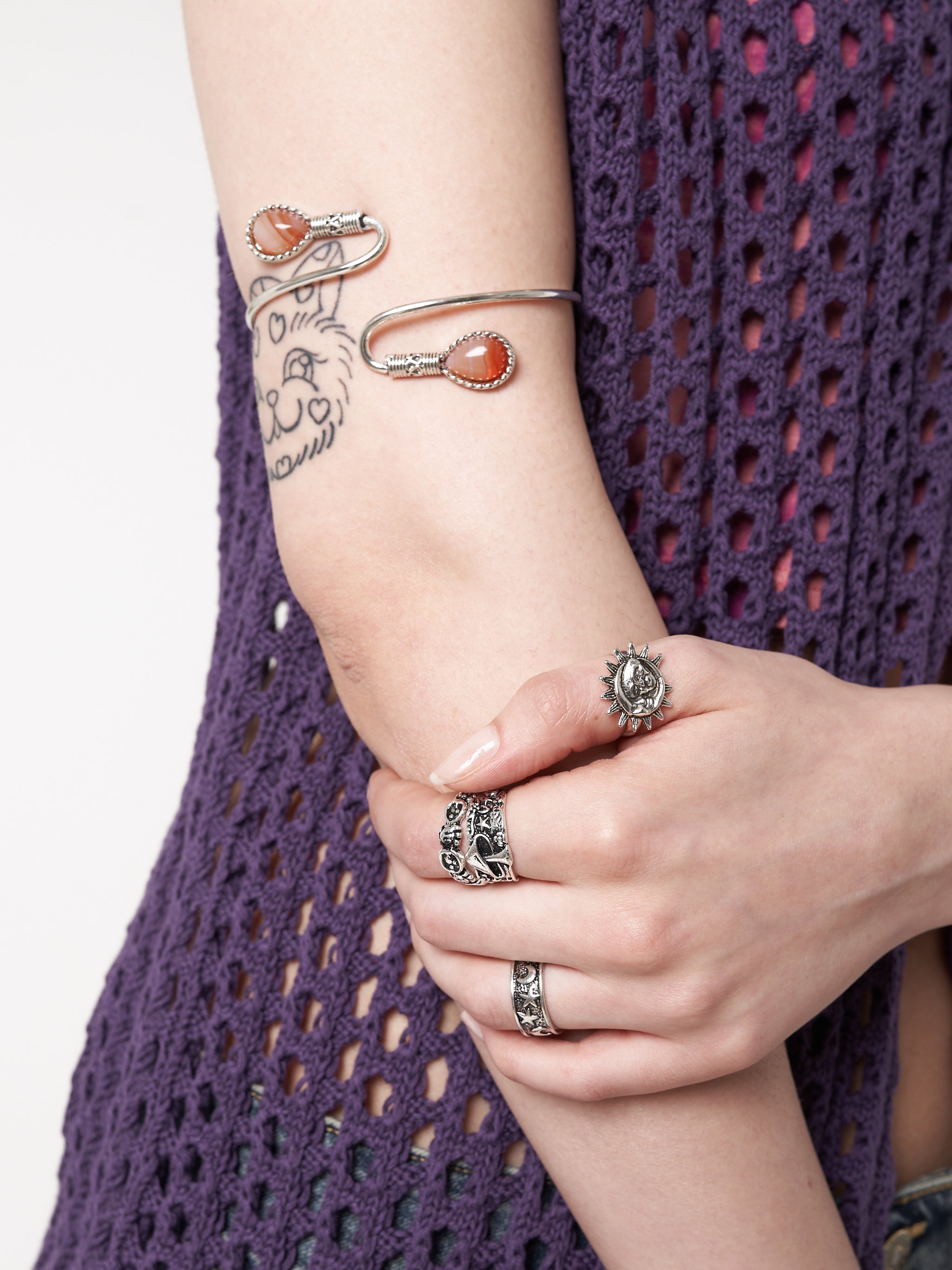 Spiral Gem Boho Arm Cuff - Minga London