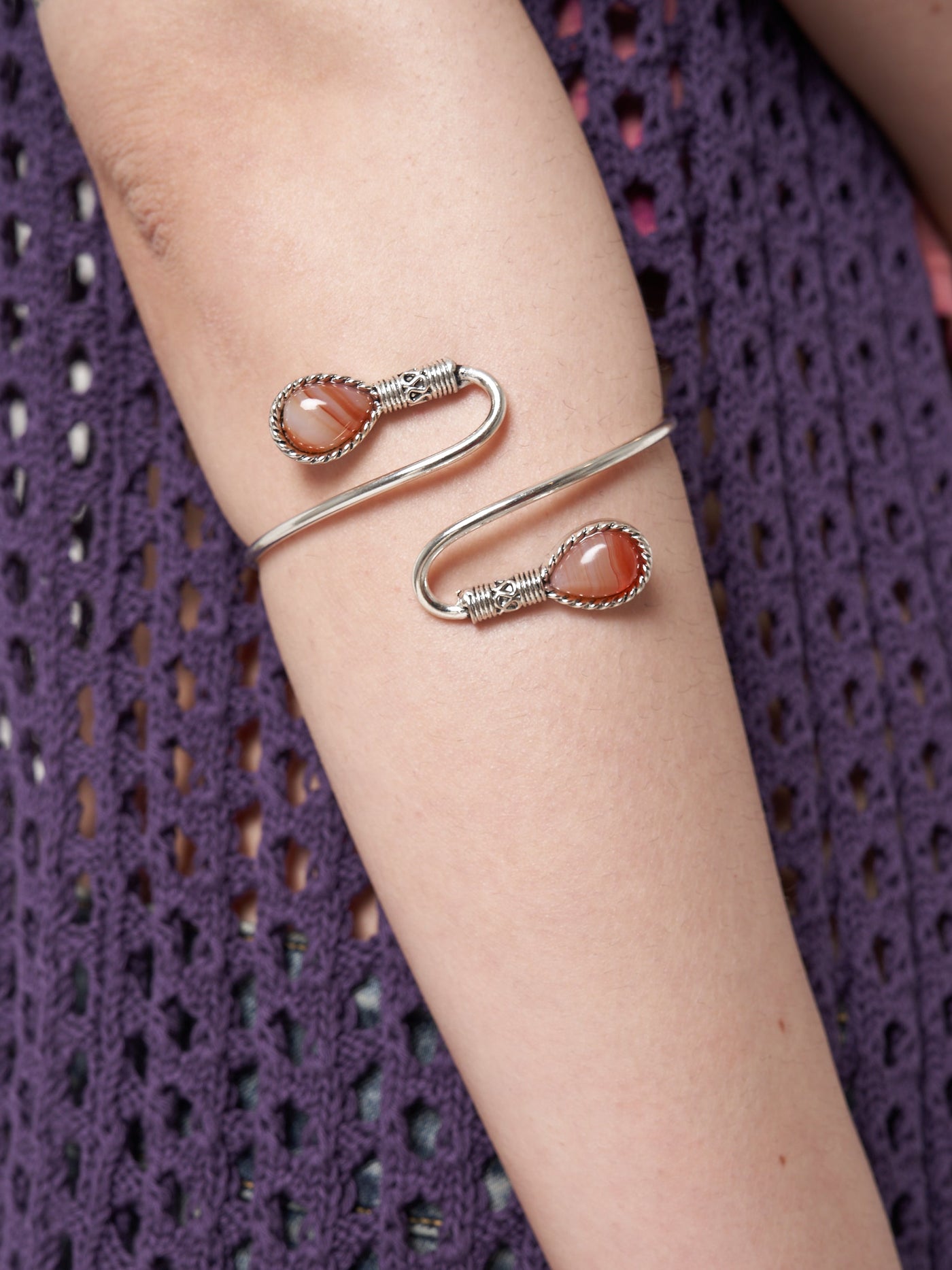Spiral Gem Boho Arm Cuff - Minga London