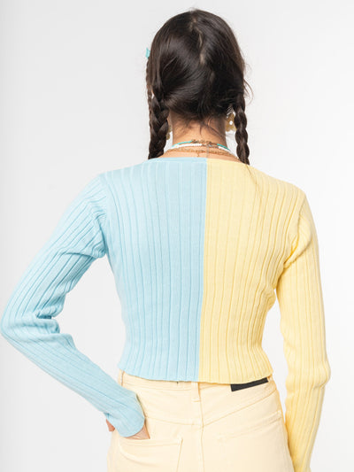 Two Tone Cropped Cardigan - Minga London