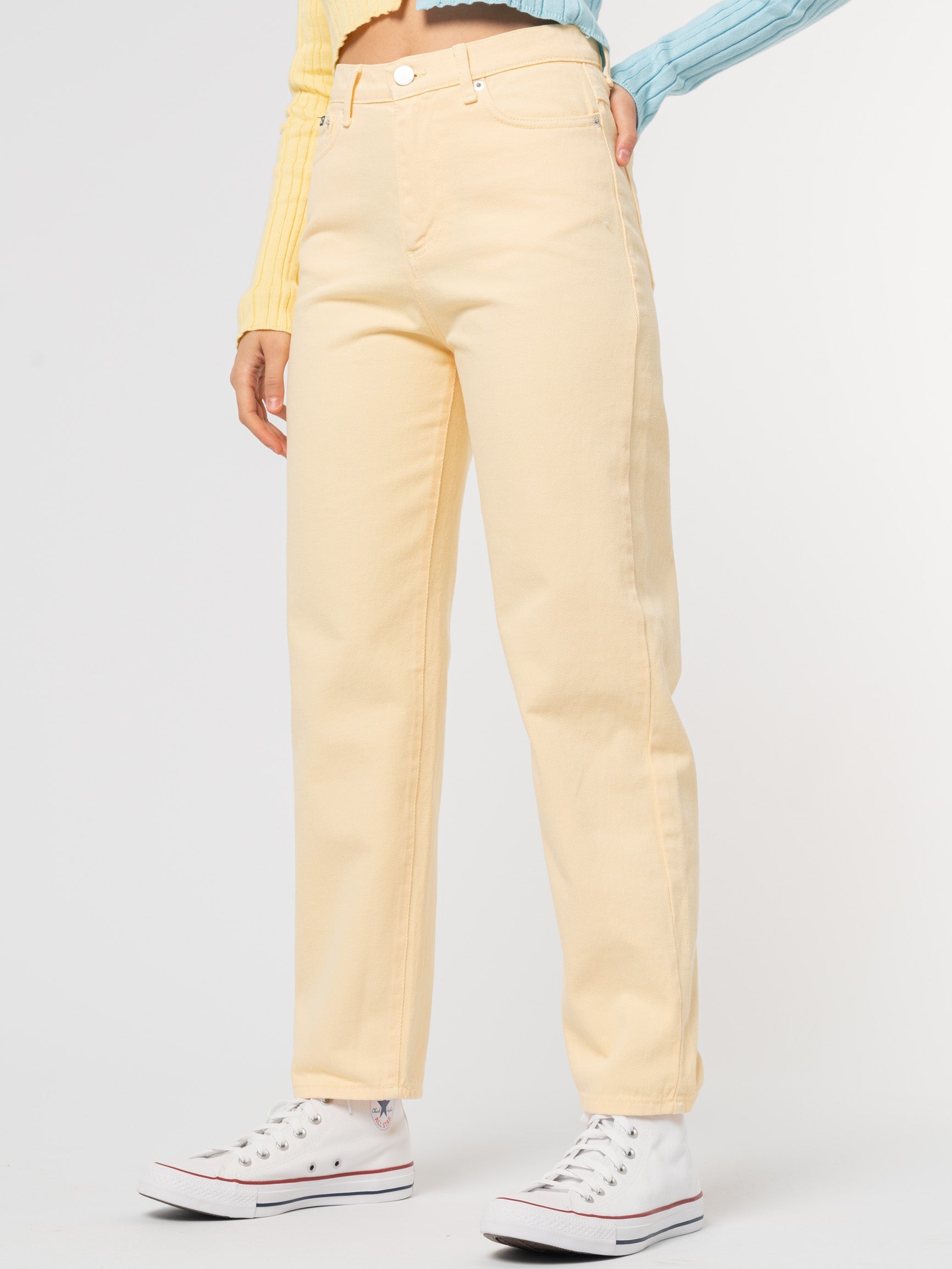 Vanilla Yellow Denim Mom Jeans - Minga London