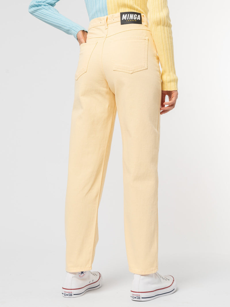 Vanilla Yellow Denim Mom Jeans - Minga London