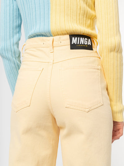 Vanilla Yellow Denim Mom Jeans - Minga London