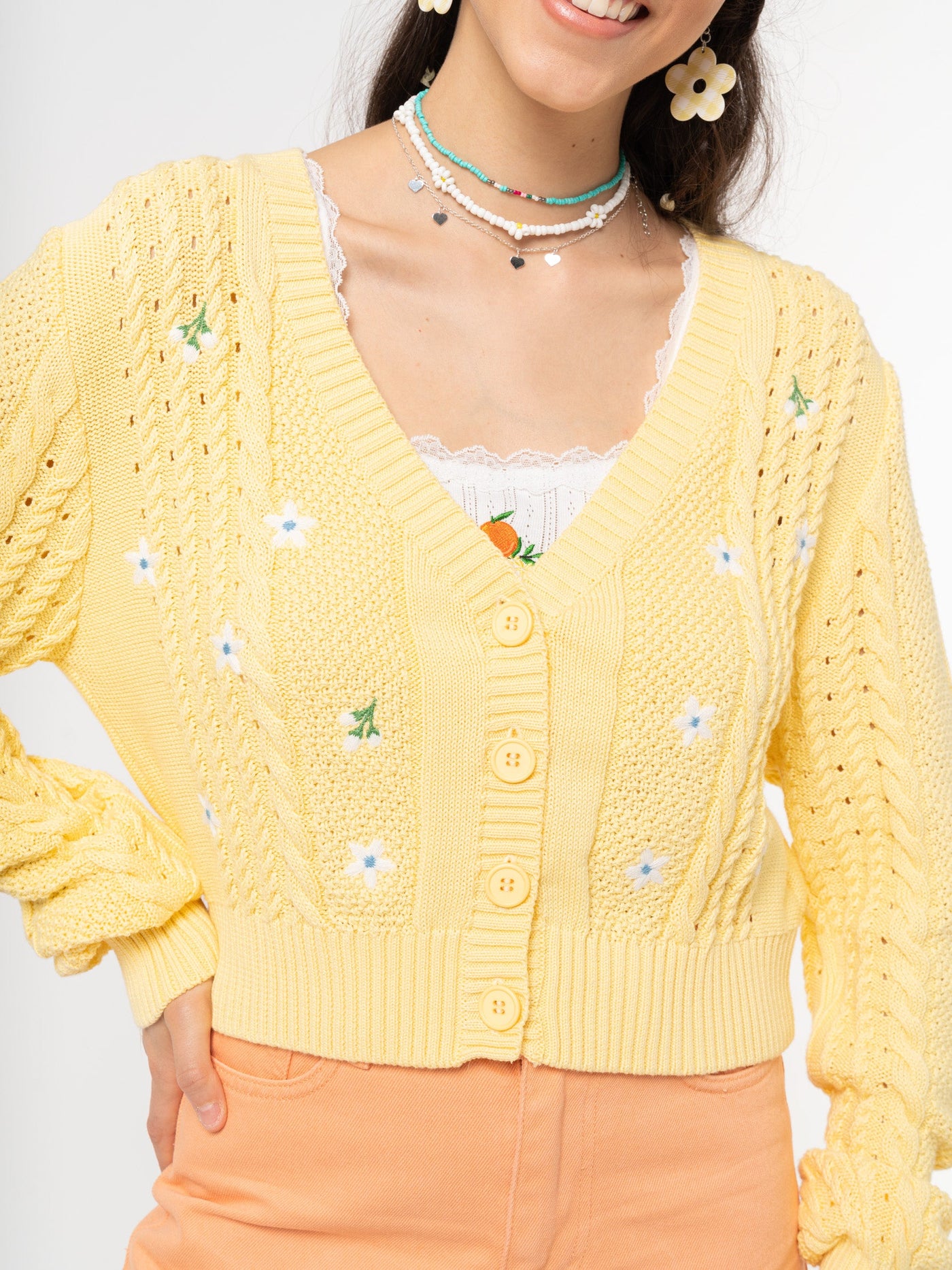 Flower Child Cable Knit Cardigan - Minga London