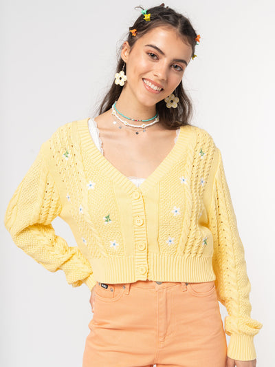 Flower Child Cable Knit Cardigan - Minga London