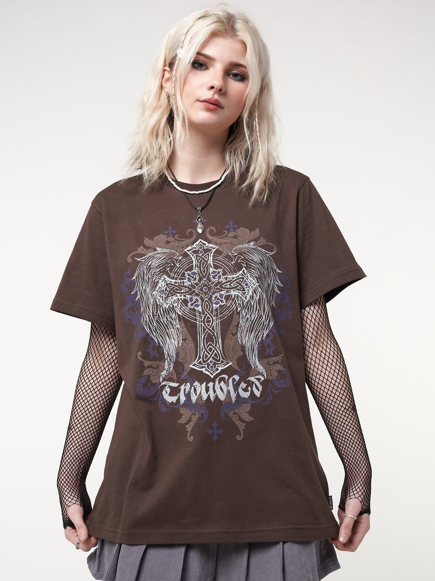 Winged Cross Brown T-shirt - Minga London