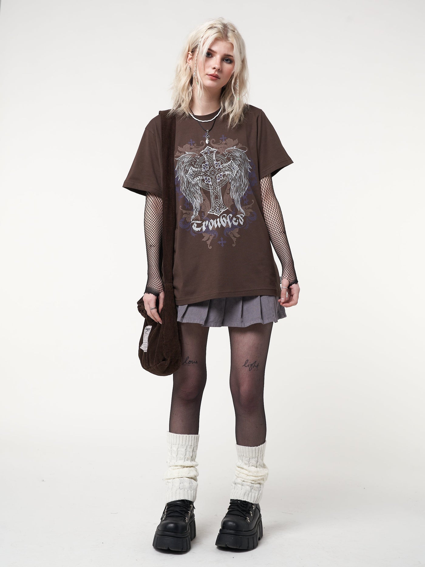 Winged Cross Brown T-shirt - Minga London