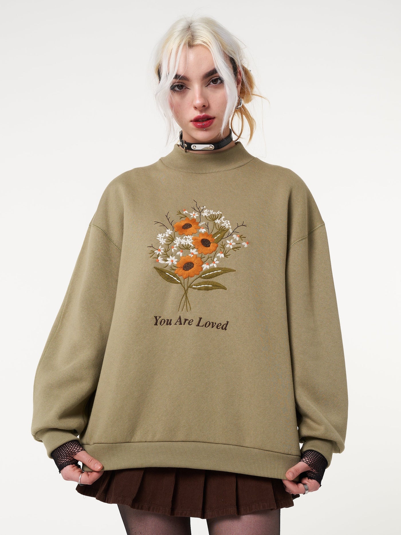 You are Loved Flower Bouquet High Neck Sweater - Minga London