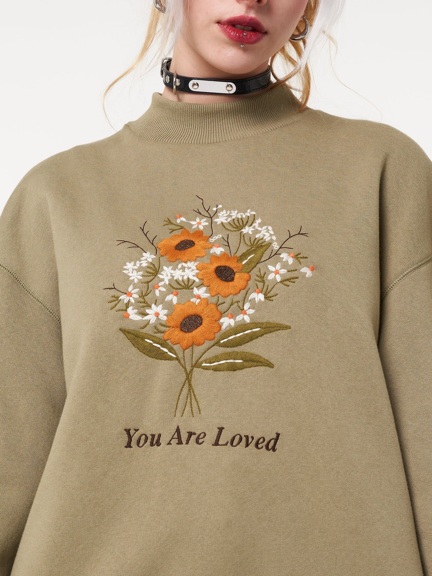 You are Loved Flower Bouquet High Neck Sweater - Minga London