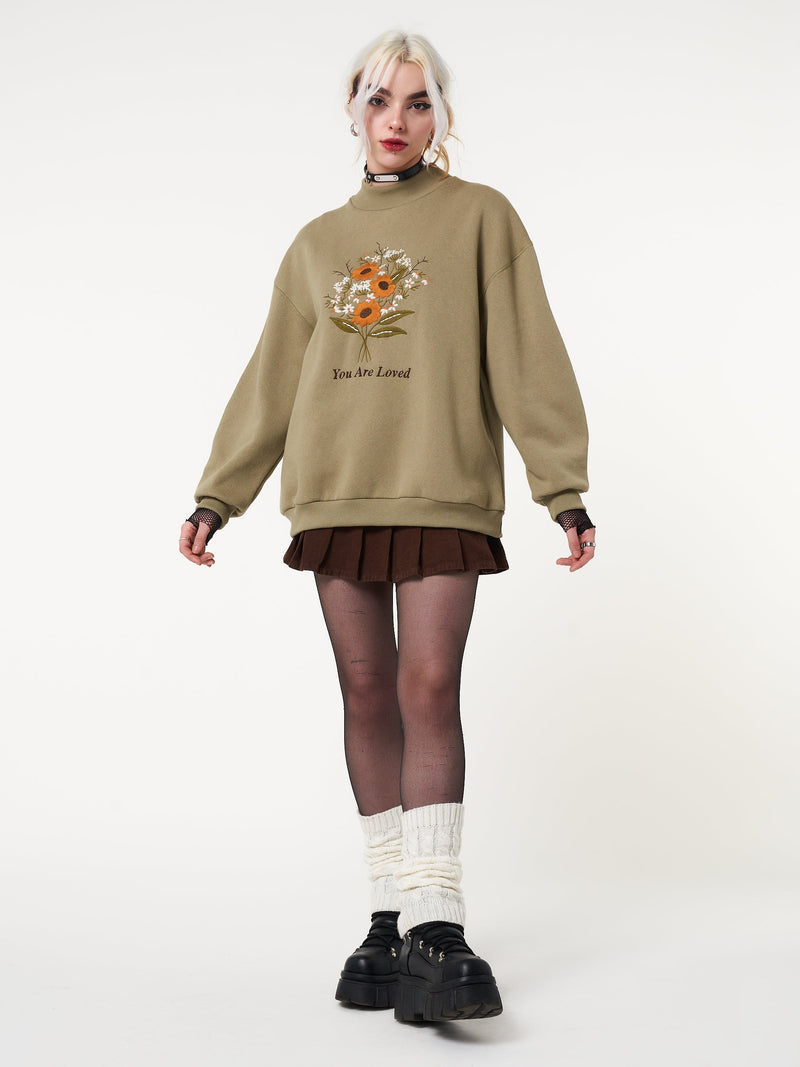 You are Loved Flower Bouquet High Neck Sweater - Minga London