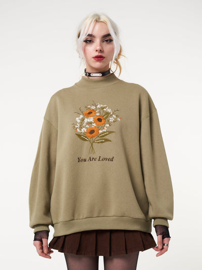 You are Loved Flower Bouquet High Neck Sweater - Minga London