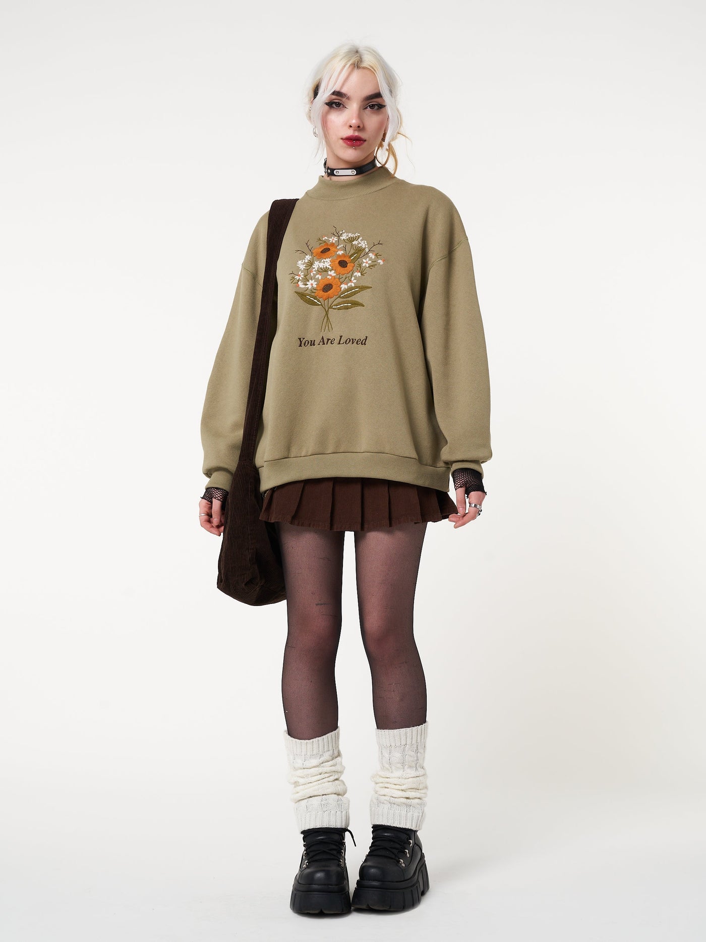 You are Loved Flower Bouquet High Neck Sweater - Minga London