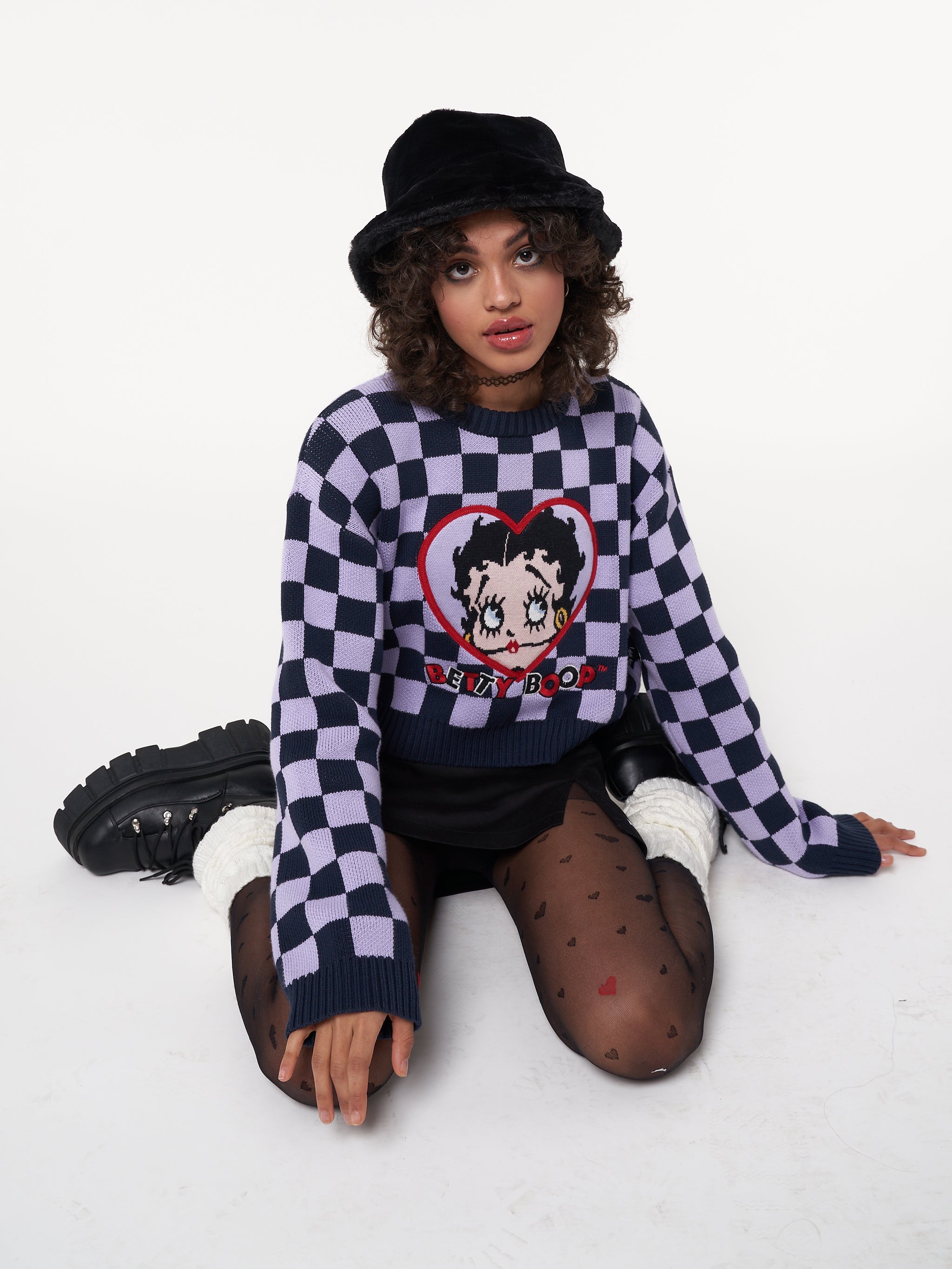 Minga x Betty Boop Check Knit Jumper - Minga London