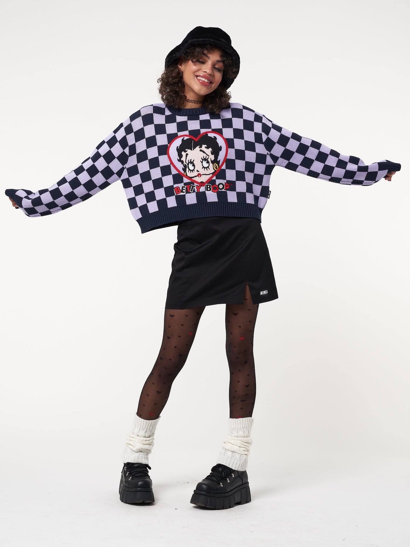 Minga x Betty Boop Check Knit Jumper - Minga London