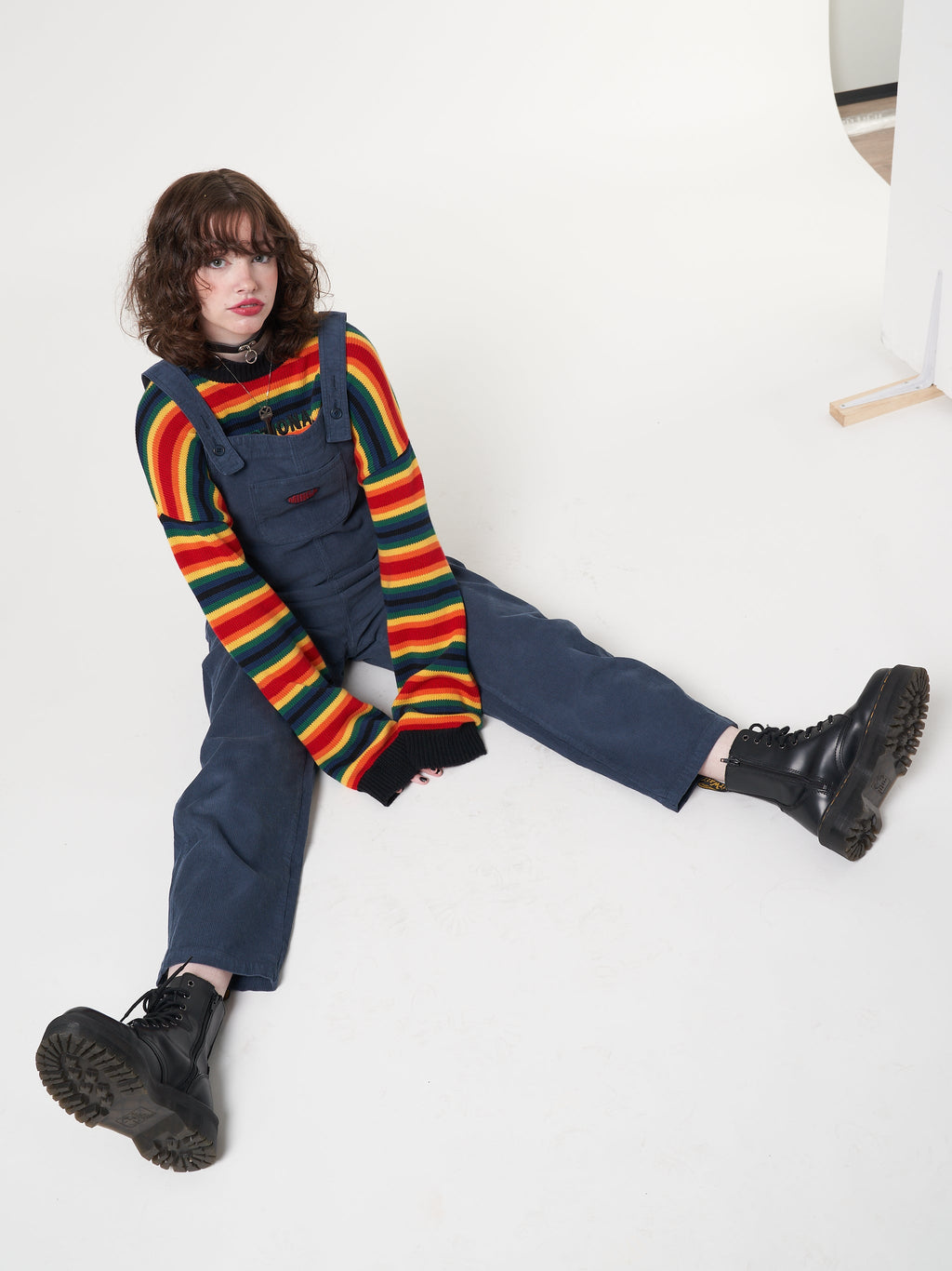 Minga x Strangervinyl Blue Corduroy Relaxed Dungarees - Minga London