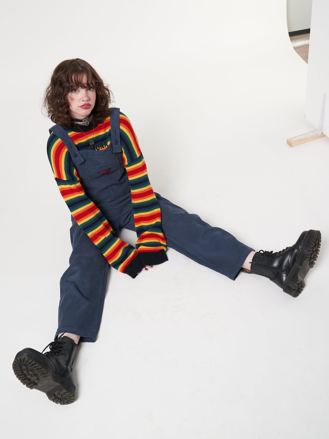 Minga x Strangervinyl Blue Corduroy Relaxed Dungarees - Minga London